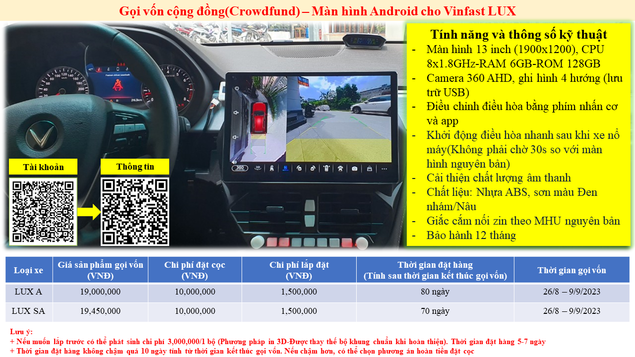 màn hình gọi vốn