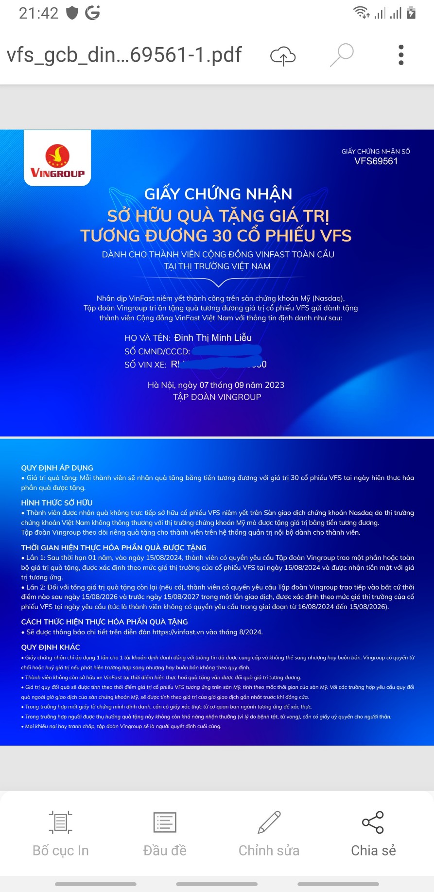 Quà tặng của Vinfast